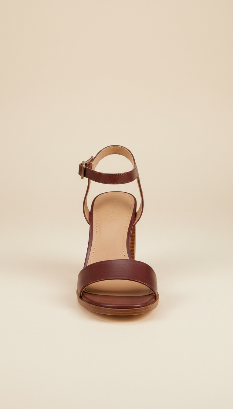 Leather Sandal With Sculpted Heel